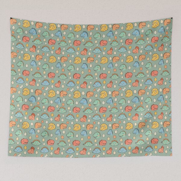 Item preview, Cute Dinosaur Faces Seamless Pastel Pattern designed and sold by StickVerse by Owais.