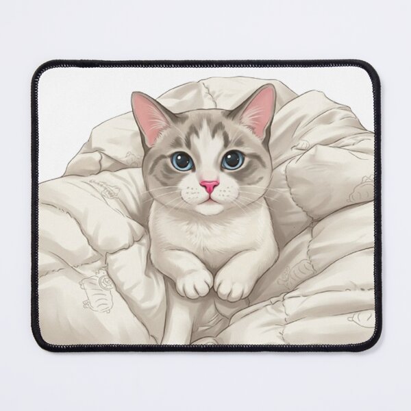 Item preview, Cute Cat Snuggling in Cozy Blanket Blue Eyes Anime designed and sold by PetalsPaws.