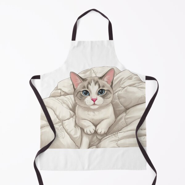 Aperçu de l'œuvre Chat mignon blotti dans une couverture douillette, yeux bleus, style anime créée et vendue par PetalsPaws.