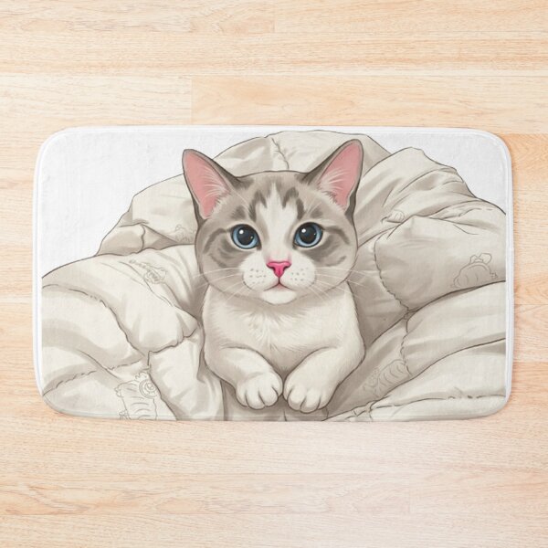 Item preview, Cute Cat Snuggling in Cozy Blanket Blue Eyes Anime designed and sold by PetalsPaws.