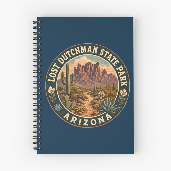 Item preview, Lost Dutchman State Park Arizona Illustration Travel Art Badge designed and sold by KrisSidDesigns.