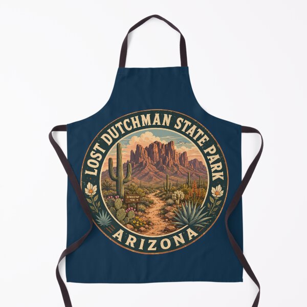 Item preview, Lost Dutchman State Park Arizona Illustration Travel Art Badge designed and sold by KrisSidDesigns.