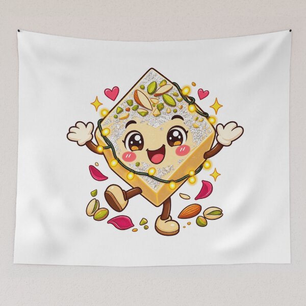 Item preview, Funny Diwali Barfi & Lights Cartoon – Indian Sweet Tooth Festival Design designed and sold by Globalcitytees.