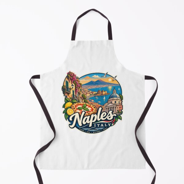 Item preview, Naples Italy Vintage Travel Poster Neapolitan Pizza & Vesuvius designed and sold by LittleArij.