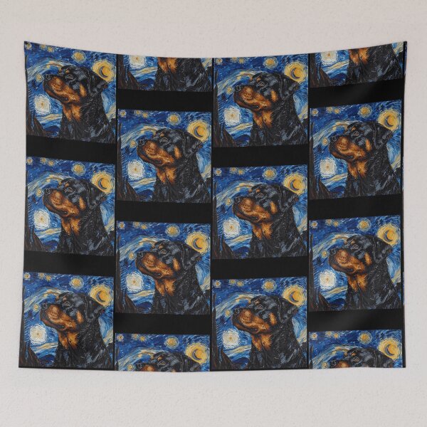Item preview, Starry Night Rottweiler Artwork designed and sold by cerima.