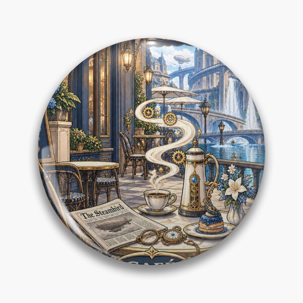 Item preview, Elegant Steampunk European Waterfront Café Illustration designed and sold by NzrProcreate.