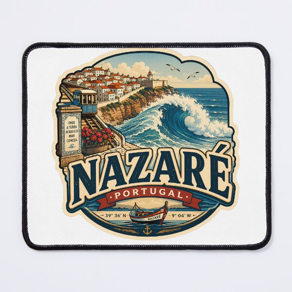 Item preview, Nazaré Portugal Vintage Surf & Lighthouse Big Wave Atlantic Coast designed and sold by LittleArij.