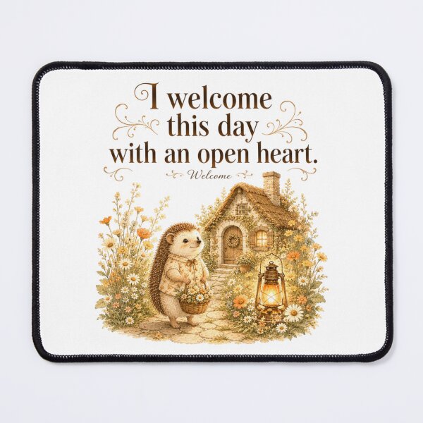 Item preview, I Welcome This Day With An Open Heart Vintage Hedgehog Ar designed and sold by AQUILAKREO.