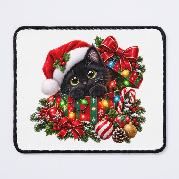 Item preview, Cute Black Cat Christmas Gift Holiday Design designed and sold by TinyWeird.