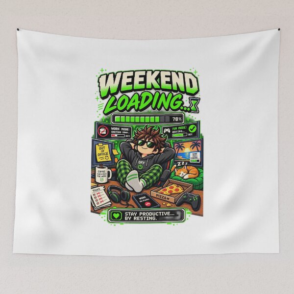 Item preview, Weekend Loading – Retro Pixel Work Mode Humor designed and sold by Mad Factory Designs.