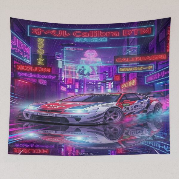 Aperçu de l'œuvre Voiture de course DTM | Illustration d'anime cyberpunk créée et vendue par JMAVILA ART.