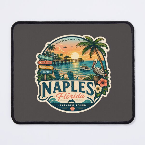 Item preview, Naples Florida Tropical Beach & Pier Vintage Sunset Souvenir designed and sold by LittleArij.