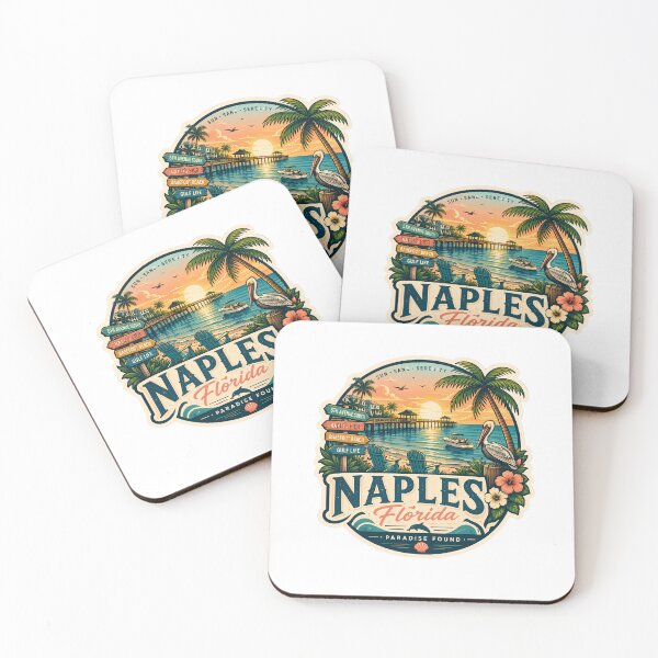 Item preview, Naples Florida Tropical Beach & Pier Vintage Sunset Souvenir designed and sold by LittleArij.
