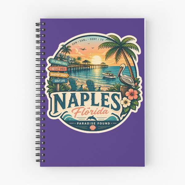 Item preview, Naples Florida Tropical Beach & Pier Vintage Sunset Souvenir designed and sold by LittleArij.