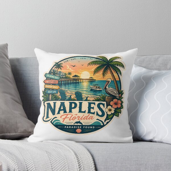 Item preview, Naples Florida Tropical Beach & Pier Vintage Sunset Souvenir designed and sold by LittleArij.