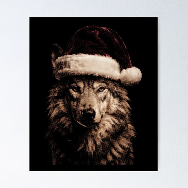 Item preview, Majestic Wolf Wearing a Santa Hat Christmas Holiday designed and sold by SOUFIANE1991.