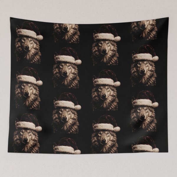 Item preview, Majestic Wolf Wearing a Santa Hat Christmas Holiday designed and sold by SOUFIANE1991.