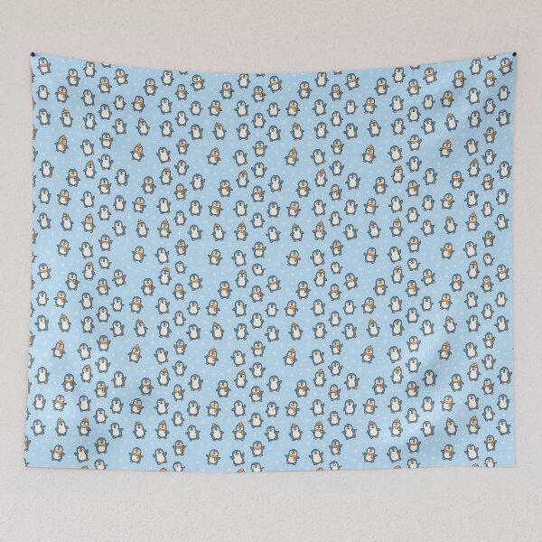 Item preview, Cute Penguins And Snowflakes Seamless Pastel Pattern designed and sold by StickVerse by Owais.