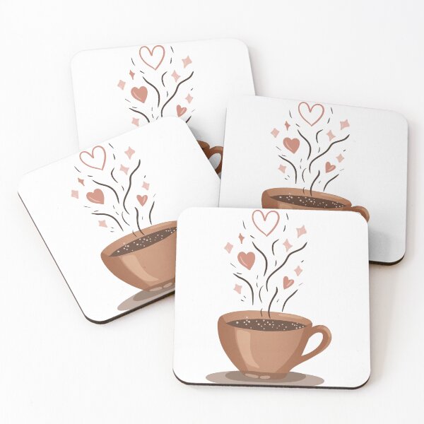 Item preview, Coffee Cup with Hearts Illustration designed and sold by DinaArtStudio.