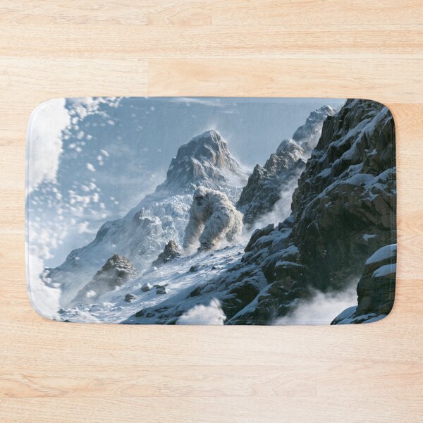 Item preview, A towering Yeti trekking through blizzard-covered Himalayan peaks surrounded by towering glaciers and blowing snow, Fantasy & Mythological Creatures designed and sold by CDC40.