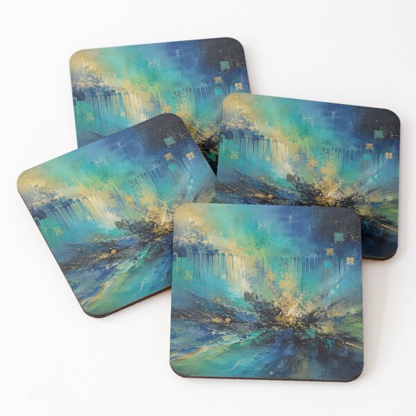 Item preview, Luminous Abyss - Deep Blue, Teal & Gold Foil Abstract Painting designed and sold by Joey Santiago.