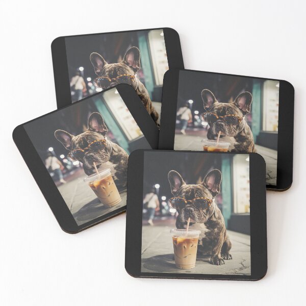 Item preview, Bulldog Drinking Iced Coffee Funny Dog Meme designed and sold by studio-ssaam.
