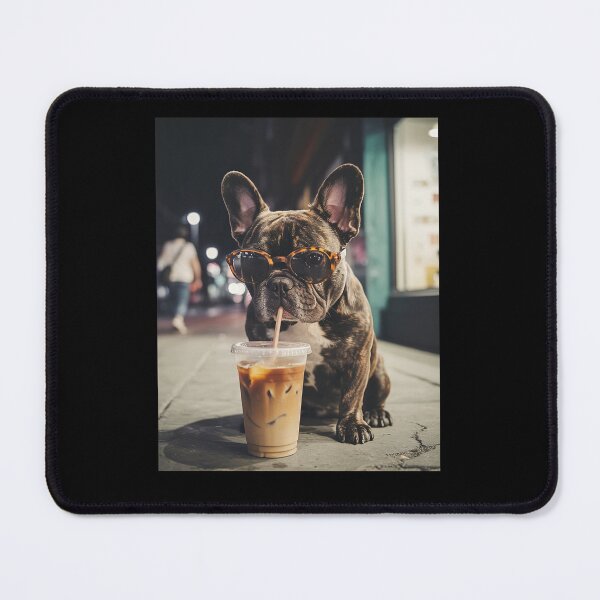 Artikelvorschau, Bulldogge trinkt Eiskaffee – Lustiges Hunde-Meme entworfen und verkauft von studio-ssaam.