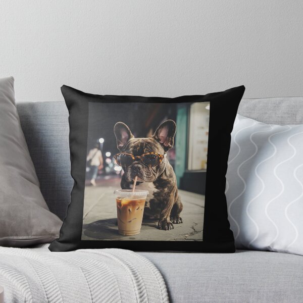 Item preview, Bulldog Drinking Iced Coffee Funny Dog Meme designed and sold by studio-ssaam.