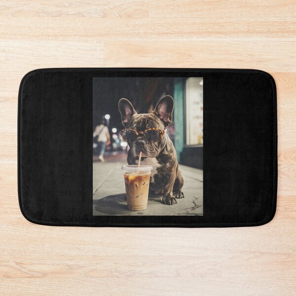 Item preview, Bulldog Drinking Iced Coffee Funny Dog Meme designed and sold by studio-ssaam.