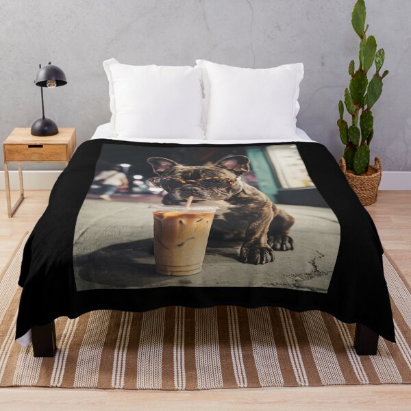 Item preview, Bulldog Drinking Iced Coffee Funny Dog Meme designed and sold by studio-ssaam.