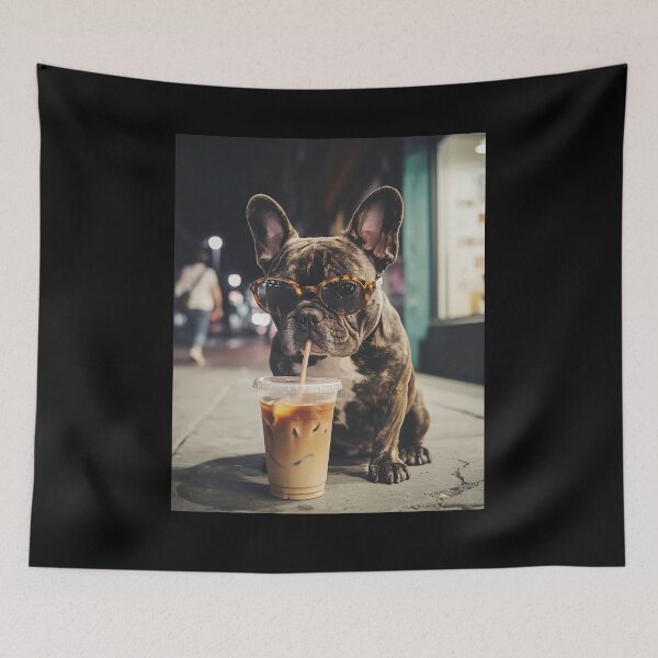 Item preview, Bulldog Drinking Iced Coffee Funny Dog Meme designed and sold by studio-ssaam.