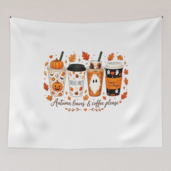 Item preview, Autumn Leaves and Coffee Please Pumpkin Fall Halloween designed and sold by KarimSoCute.