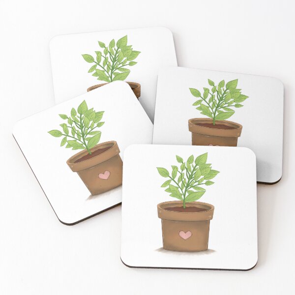 Item preview, Potted Plant with Pink Heart – Hand-drawn Digital Art & Wallpaper designed and sold by MyVisionaryHuez.