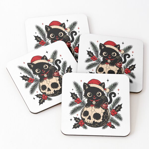 Item preview, Goth Christmas Black Cat Skull Ornament Spooky Creepmas designed and sold by chattsuede.