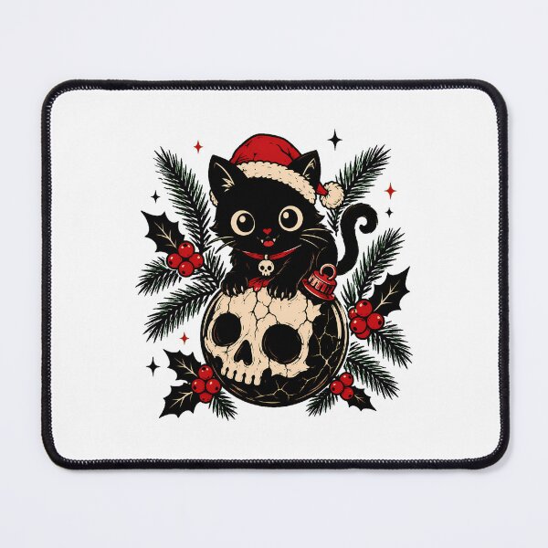 Item preview, Goth Christmas Black Cat Skull Ornament Spooky Creepmas designed and sold by chattsuede.