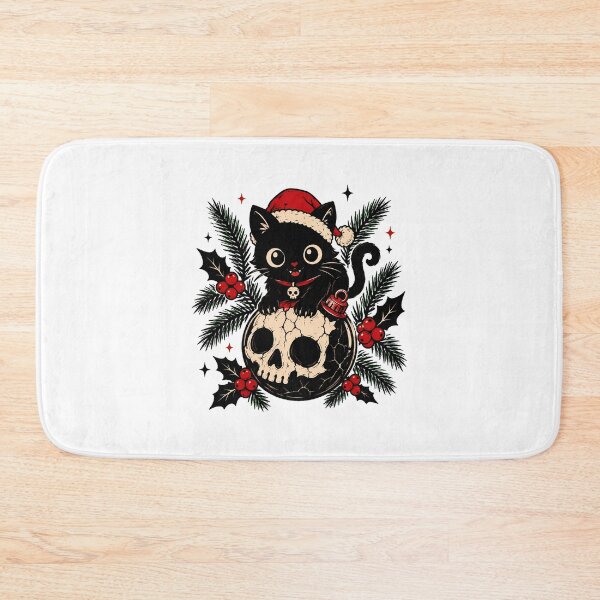 Item preview, Goth Christmas Black Cat Skull Ornament Spooky Creepmas designed and sold by chattsuede.
