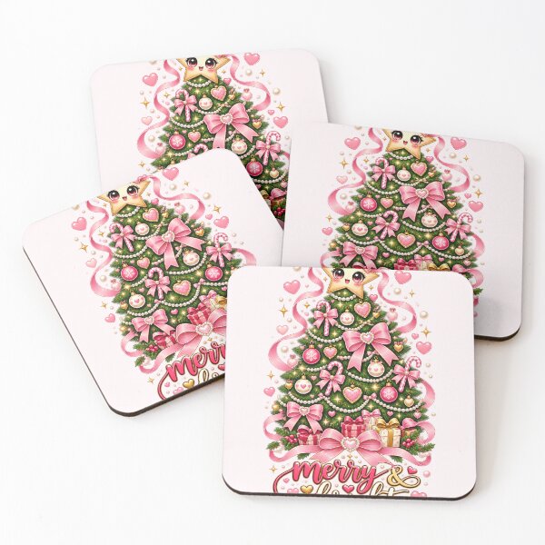 Item preview, Merry And Bright Coquette Christmas Tree – Pink Xmas Holiday Girly Gift designed and sold by SaNaCreation13.