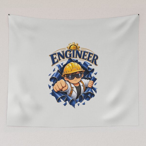 Artikelvorschau, Ingenieur im Durchbruch – Premium-Cartoon-Design für Ingenieure entworfen und verkauft von HO•Designs.