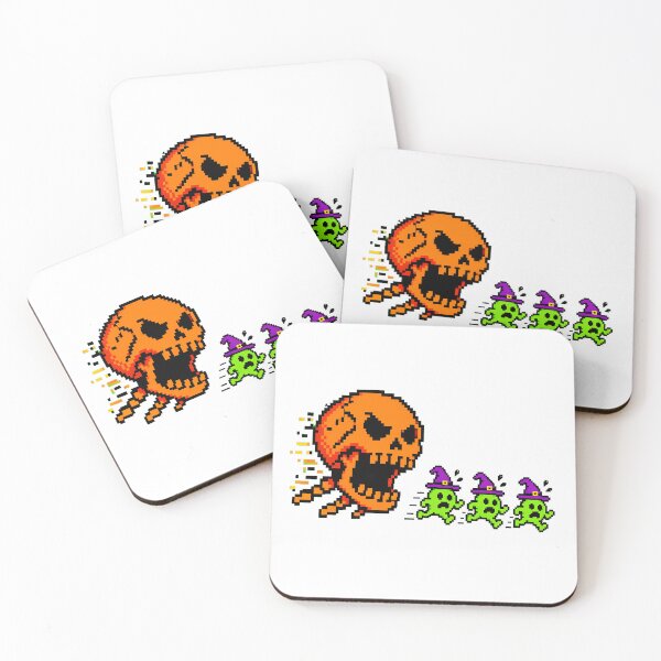 Item preview, Pixelated Halloween Arcade Skull Chasing Frightened Monsters designed and sold by chattsuede.