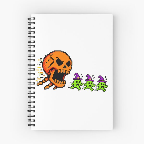 Item preview, Pixelated Halloween Arcade Skull Chasing Frightened Monsters designed and sold by chattsuede.