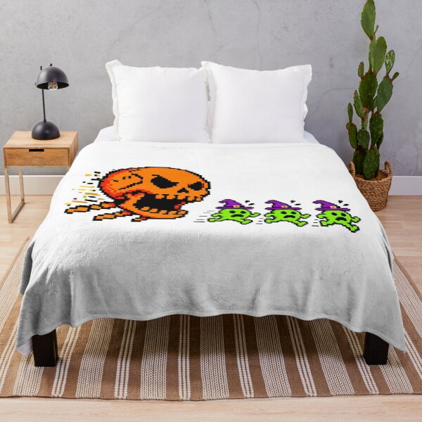 Item preview, Pixelated Halloween Arcade Skull Chasing Frightened Monsters designed and sold by chattsuede.