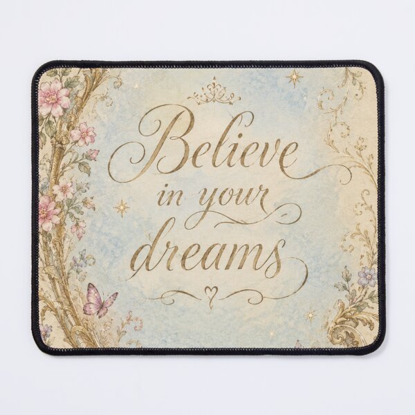 Item preview, Vintage Rococo Floral Quote Art – Believe in Your Dreams, Romantic Cottagecore Aesthetic designed and sold by MimiSabu.