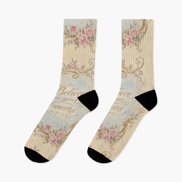 Item preview, Vintage Rococo Floral Quote Art – Believe in Your Dreams, Romantic Cottagecore Aesthetic designed and sold by MimiSabu.
