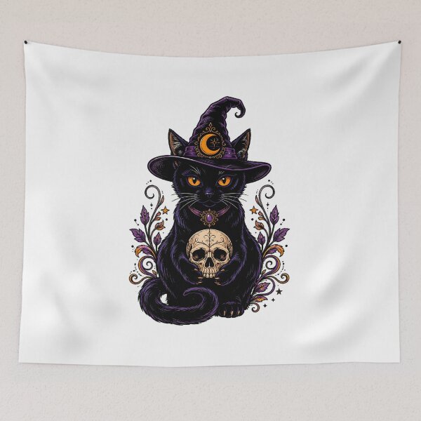 Item preview, Witchy Black Cat Skull Gothic Halloween Mystical designed and sold by chattsuede.
