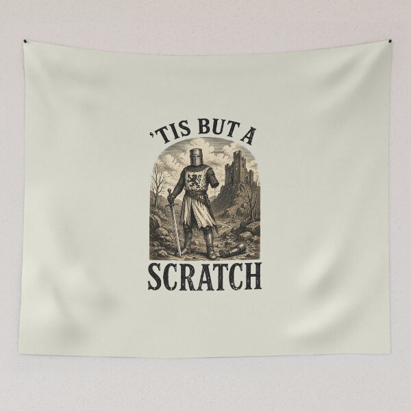 Item preview, Funny Tis But A Scratch Medieval Warrior Knight Sarcasm designed and sold by Jikkermanccini.