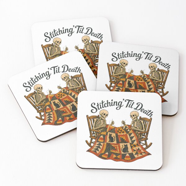 Item preview, Skeleton Sewing Patchwork Quilt Gothic Crafting Motif designed and sold by chattsuede.