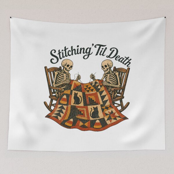 Item preview, Skeleton Sewing Patchwork Quilt Gothic Crafting Motif designed and sold by chattsuede.