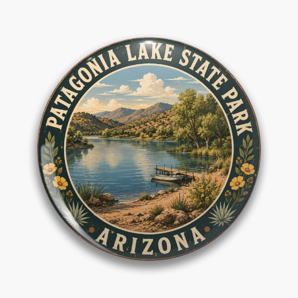 Item preview, Patagonia Lake State Park Arizona Illustration Travel Art Badge designed and sold by KrisSidDesigns.