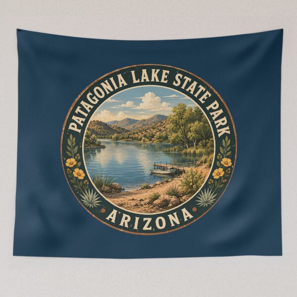 Item preview, Patagonia Lake State Park Arizona Illustration Travel Art Badge designed and sold by KrisSidDesigns.