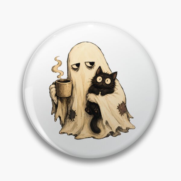 Item preview, Cozy Ghost Coffee Black Cat Autumn Aesthetic designed and sold by chattsuede.